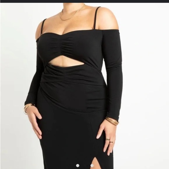 Eloquii Knit Cut-out Dress Black Plus 22W party LBD bikercore whimsigoth EUC fem - Picture 5 of 6